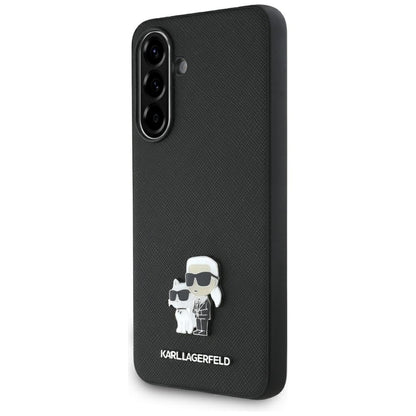 Custodia per Samsung Galaxy A36 A366, Karl Lagerfeld, Saffiano Karl & Choupette Metal, Nera