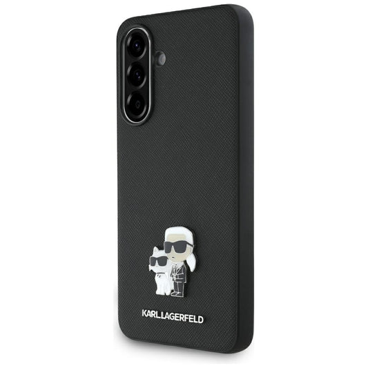 Custodia per Samsung Galaxy A36 A366, Karl Lagerfeld, Saffiano Karl & Choupette Metal, Nera