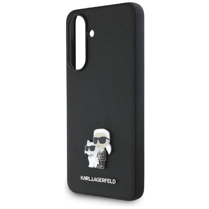 Custodia per Samsung Galaxy A36 A366, Karl Lagerfeld, Saffiano Karl & Choupette Metal, Nera