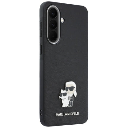 Custodia per Samsung Galaxy A37 5G, Karl Lagerfeld, Saffiano Karl & Choupette Metal, Nera