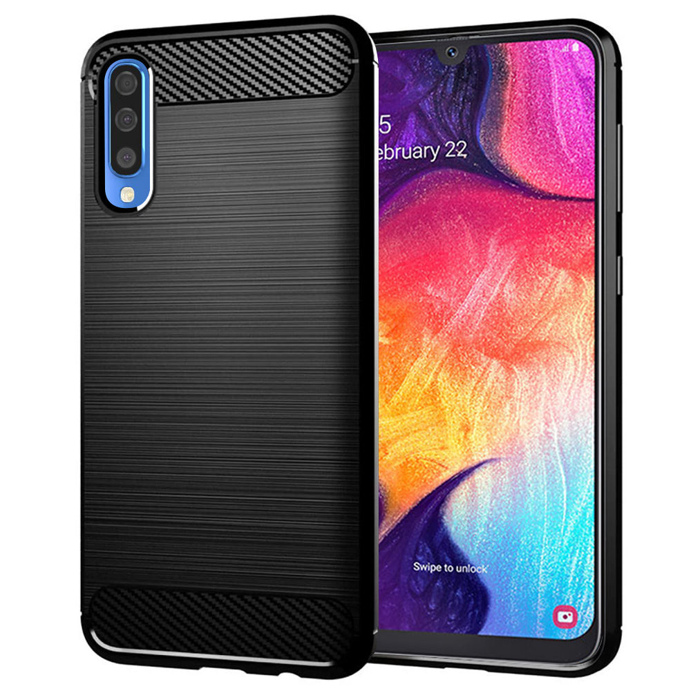 Custodia per Samsung Galaxy A50s A507 / A30s A307 / A50 A505, Techsuit, Carbonio, Nera