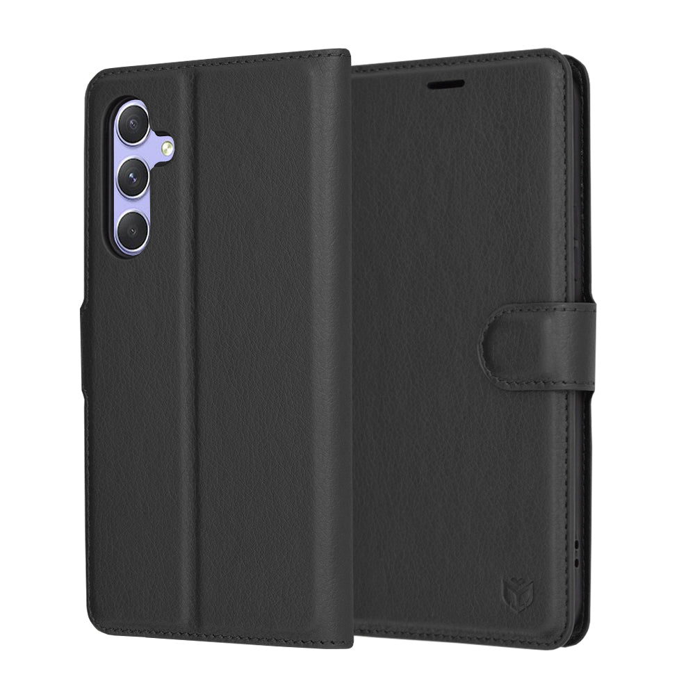Custodia per Samsung Galaxy A54 A546, Techsuit, Leather Folio, Nera