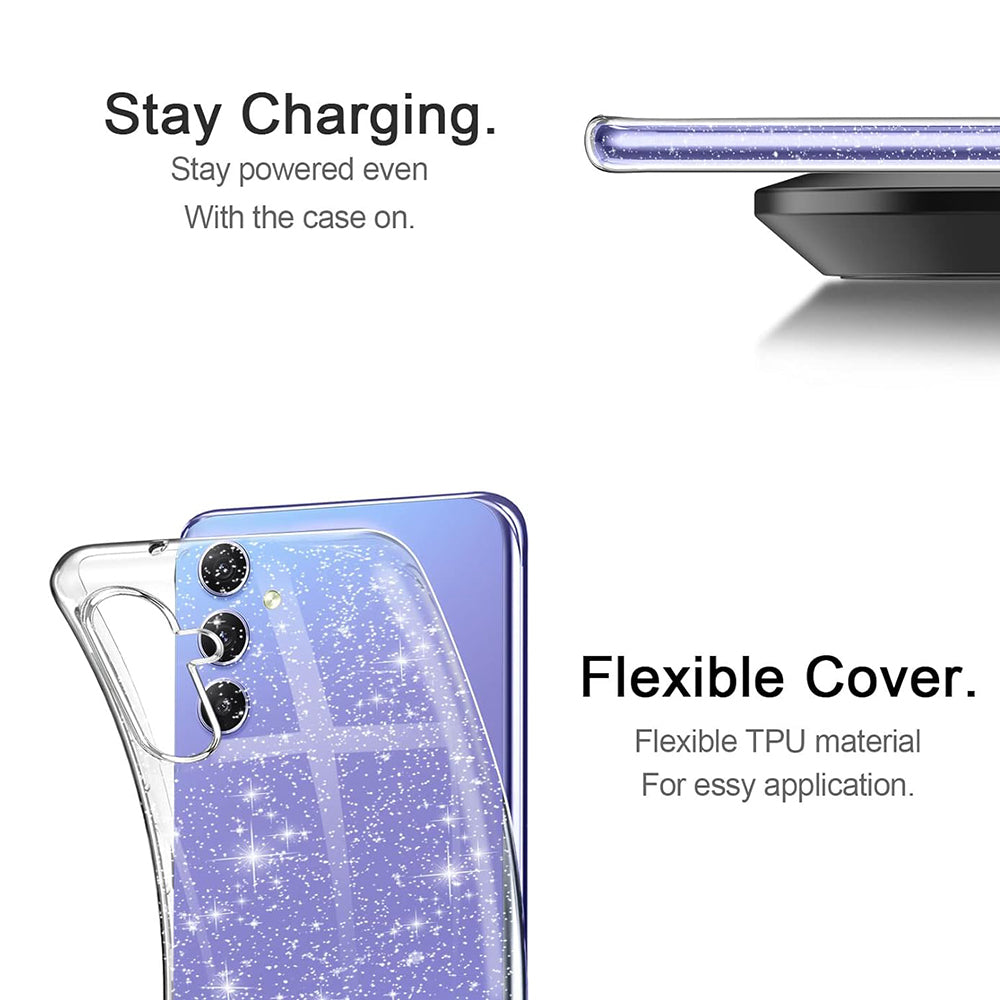 Custodia per Samsung Galaxy A54 A546, Techsuit, SparkleSkin, Trasparente
