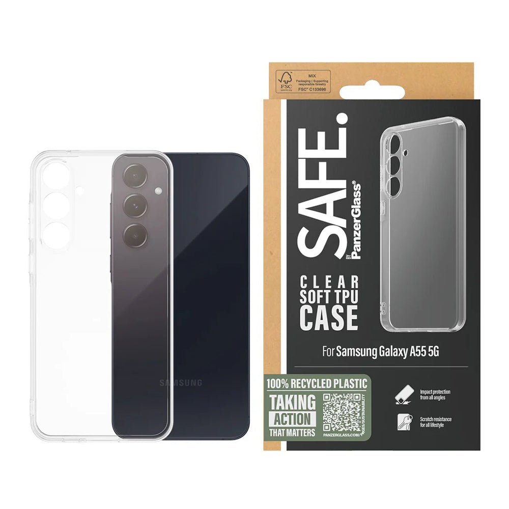 Custodia per Samsung Galaxy A55 5G A556, PanzerGlass, Safe., Trasparente