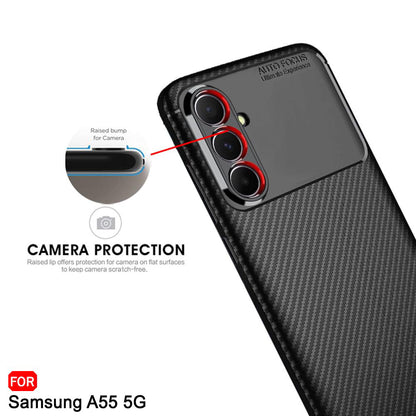 Custodia per Samsung Galaxy A55 5G A556, Techsuit, CarbonFiber, Nera