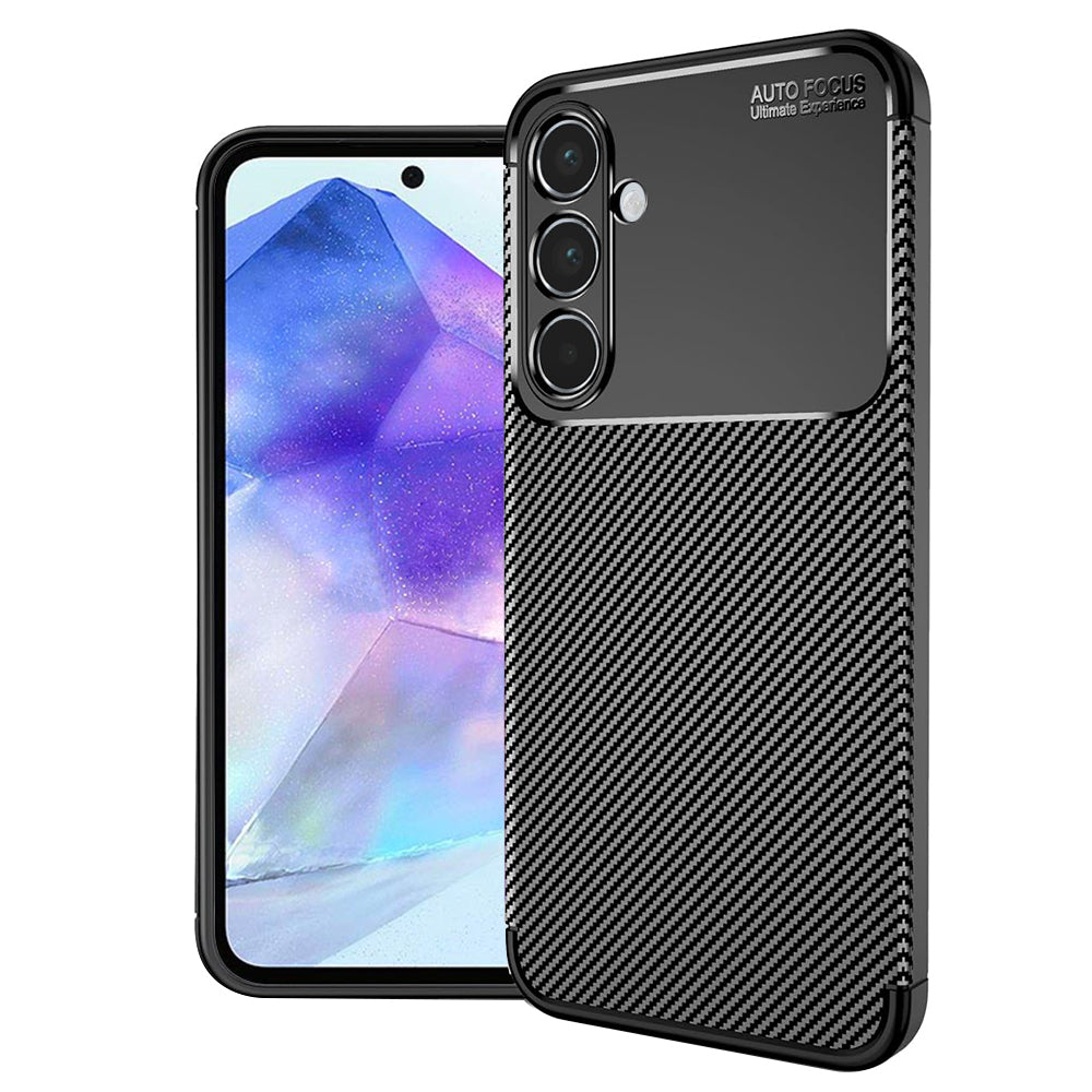 Custodia per Samsung Galaxy A55 5G A556, Techsuit, CarbonFiber, Nera