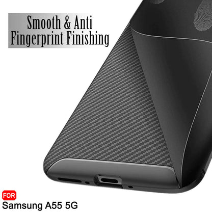 Custodia per Samsung Galaxy A55 5G A556, Techsuit, CarbonFiber, Nera