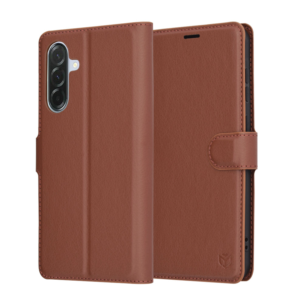 Case for Samsung Galaxy A56 A566, Techsuit, Leather Folio, Brown
