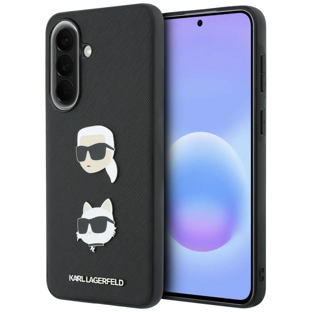 Custodia per Samsung Galaxy A57 5G, Karl Lagerfeld, Spille con teste di Karl e Choupette e logo, Nera