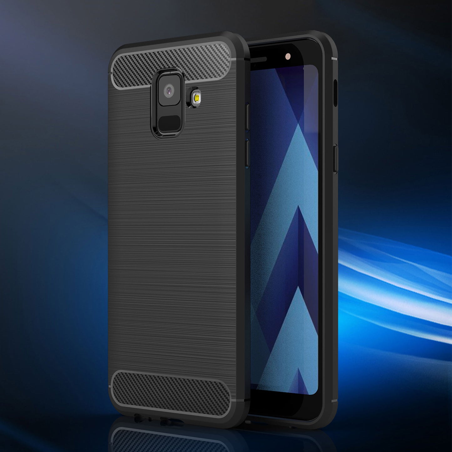Custodia per Samsung Galaxy A6 (2018) A600, Techsuit, Carbonio, Nera