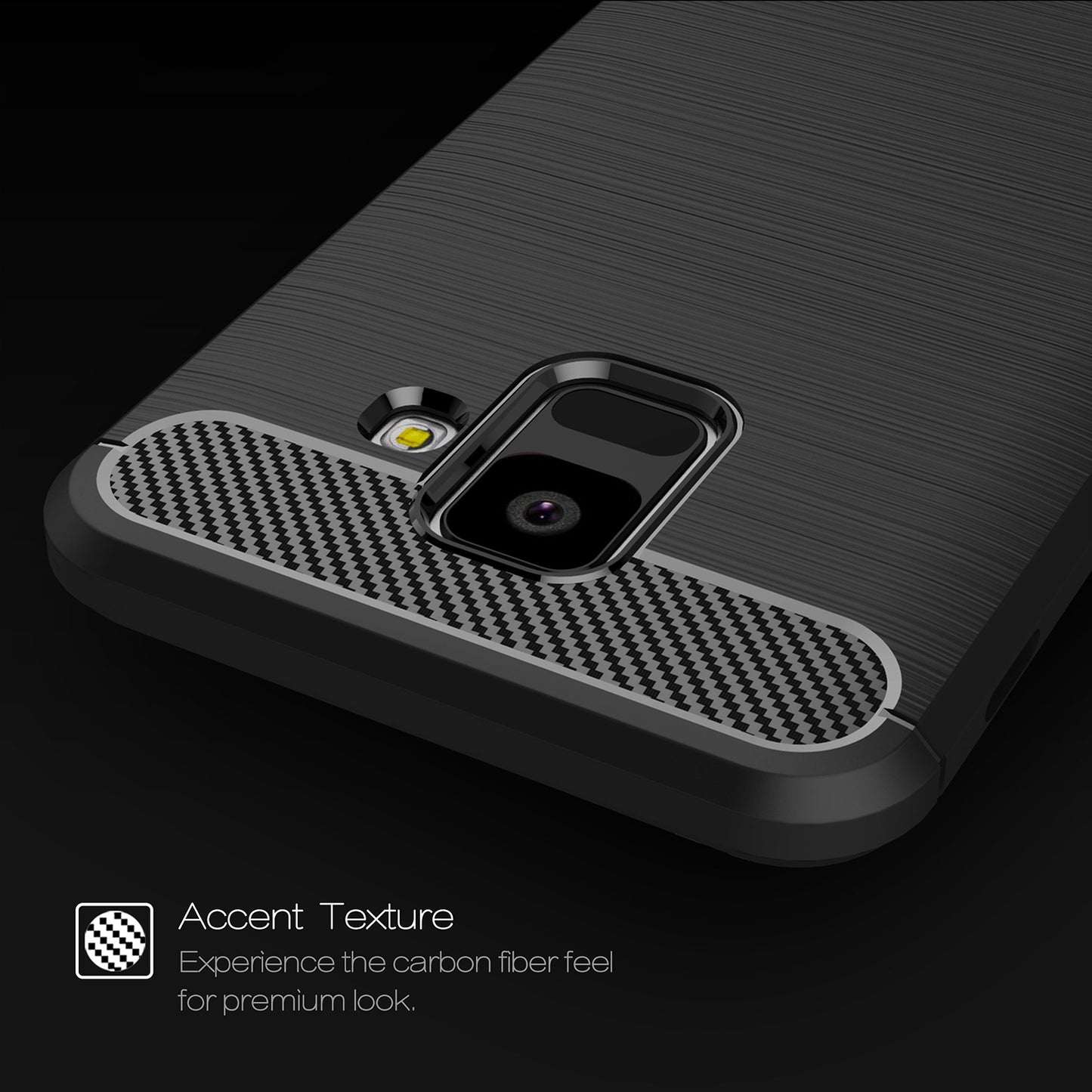 Custodia per Samsung Galaxy A6 (2018) A600, Techsuit, Carbonio, Nera
