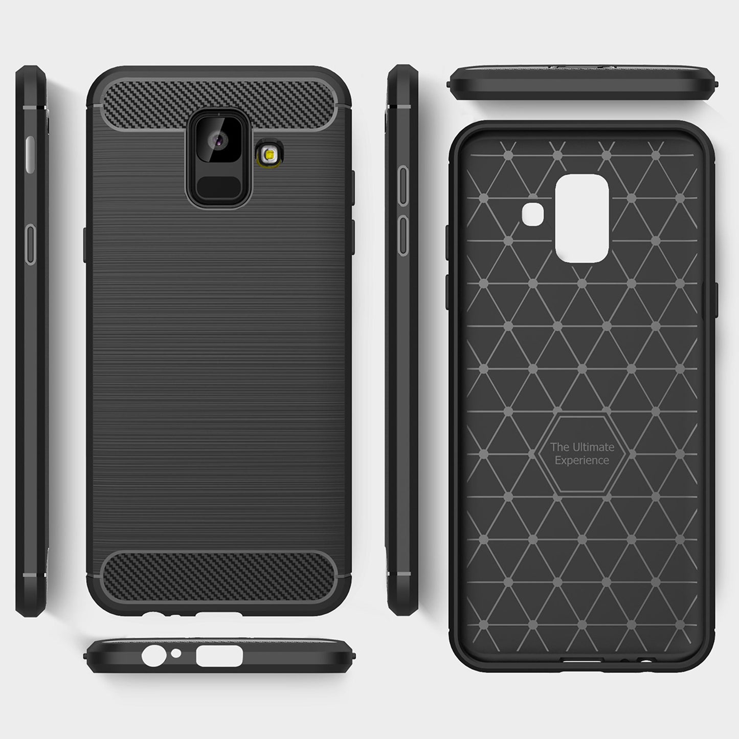 Custodia per Samsung Galaxy A6 (2018) A600, Techsuit, Carbonio, Nera