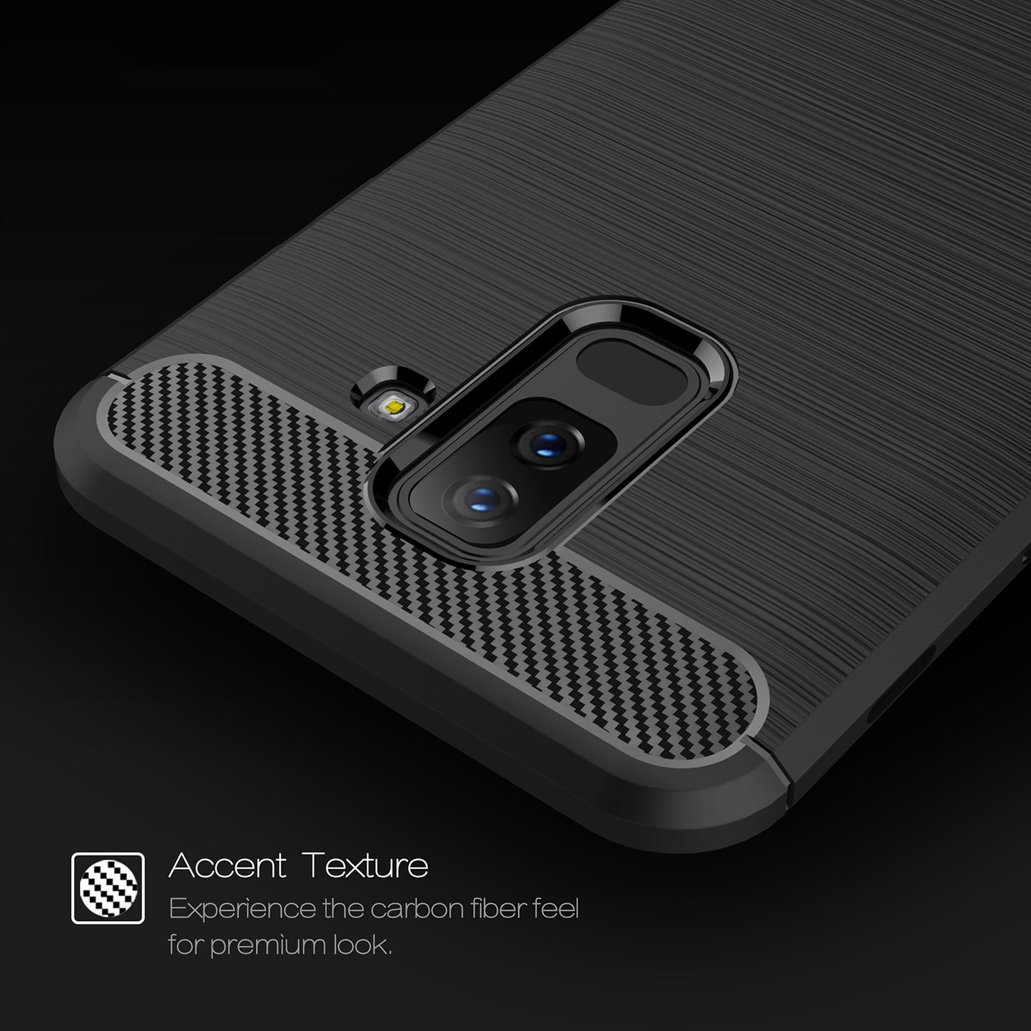 Custodia per Samsung Galaxy A6 Plus (2018) A605, Techsuit, Carbonio, Nera