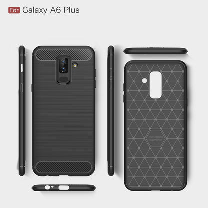 Custodia per Samsung Galaxy A6 Plus (2018) A605, Techsuit, Carbonio, Nera