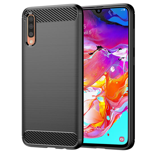 Custodia per Samsung Galaxy A70s A707 / A70 A705, Techsuit, Carbonio, Nera