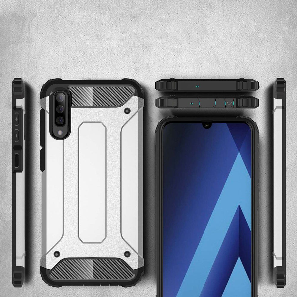 Custodia per Samsung Galaxy A70s A707 / A70 A705, Techsuit, Hybrid Armor, Nera