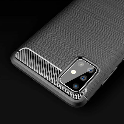 Custodia per Samsung Galaxy A71 A715, Techsuit, Carbonio, Nera