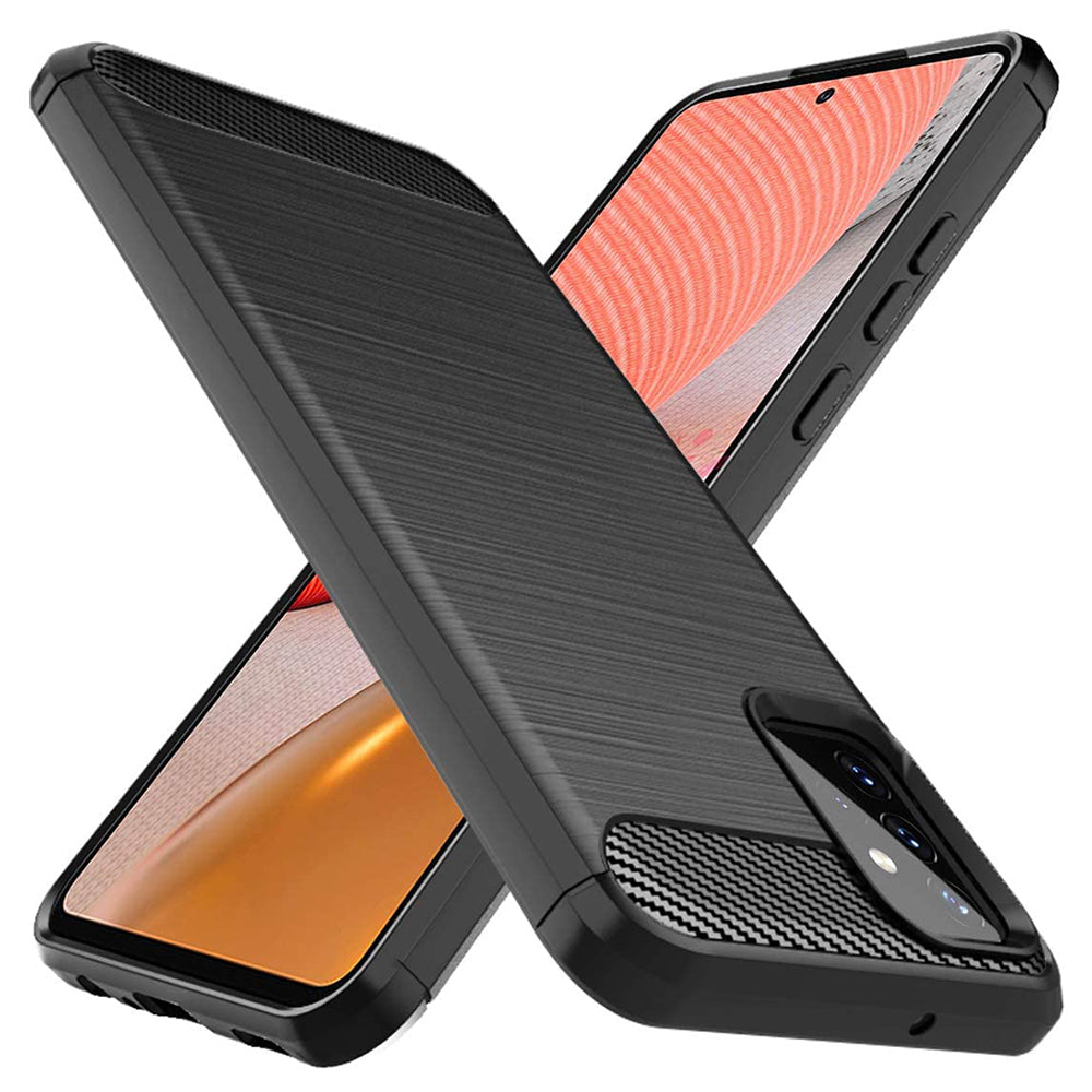 Custodia per Samsung Galaxy A72 A725 / A72 5G A726, Techsuit, Carbonio, Nera