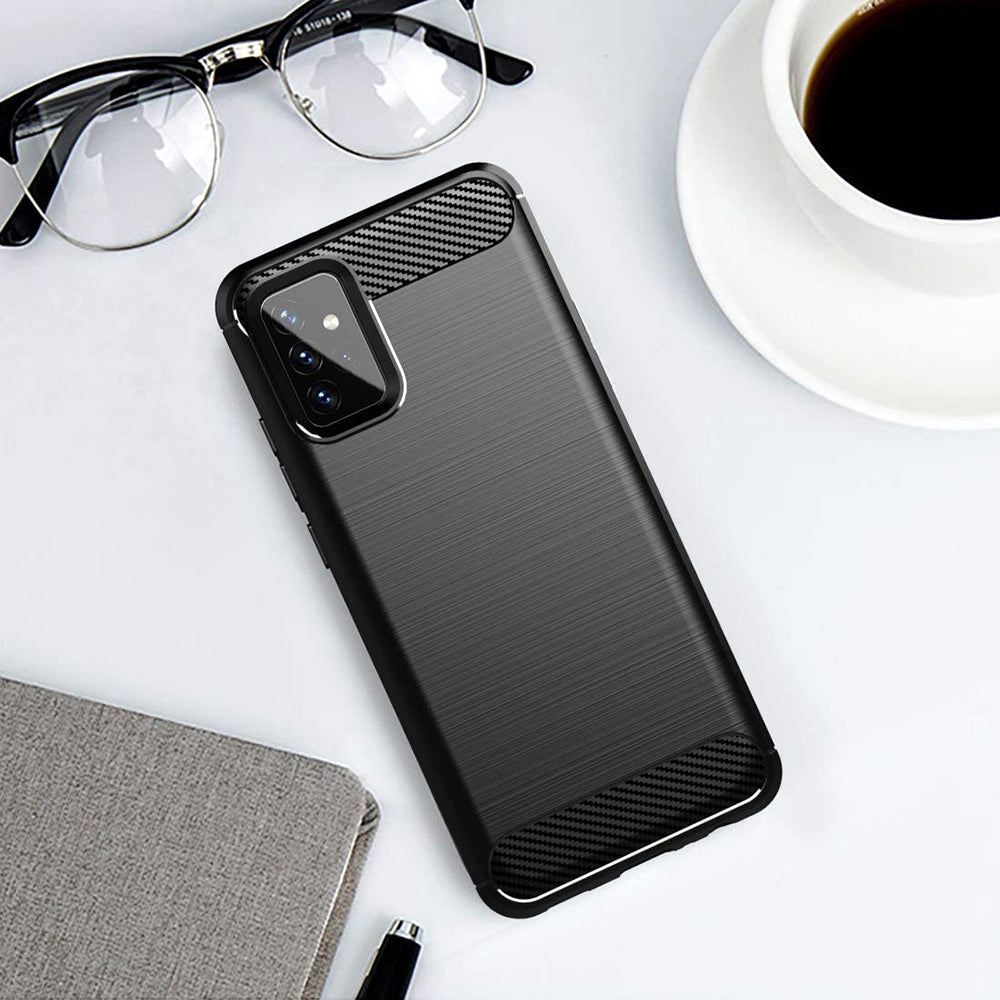 Custodia per Samsung Galaxy A72 A725 / A72 5G A726, Techsuit, Carbonio, Nera