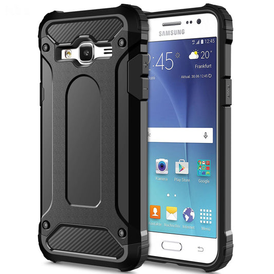 Custodia per Samsung Galaxy J5 J500, Techsuit, Hybrid Armor, Nera