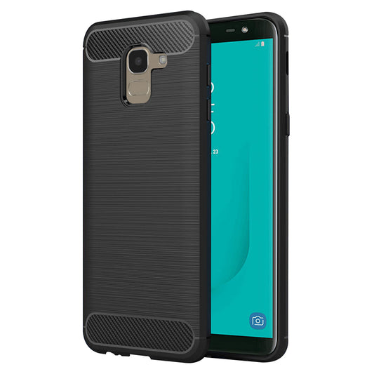 Custodia per Samsung Galaxy J6 J600, Techsuit, Carbonio, Nera