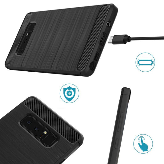 Custodia per Samsung Galaxy Note 8 N950, Techsuit, Carbonio, Nera