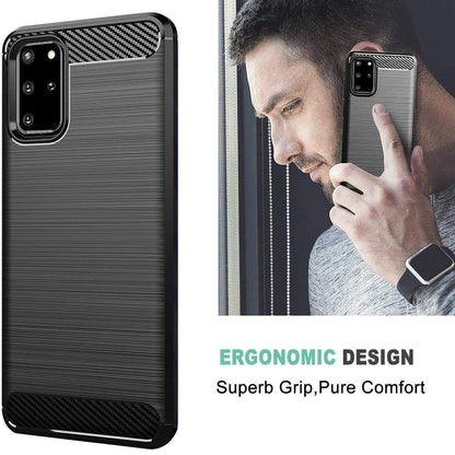 Custodia per Samsung Galaxy S20+ 5G G986 / S20+ G985, Techsuit, Carbonio, Nera