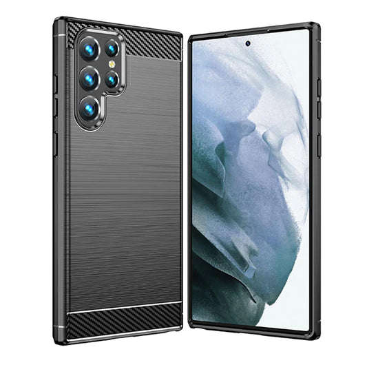Custodia per Samsung Galaxy S22 Ultra 5G S908, Techsuit, Carbonio, Nera