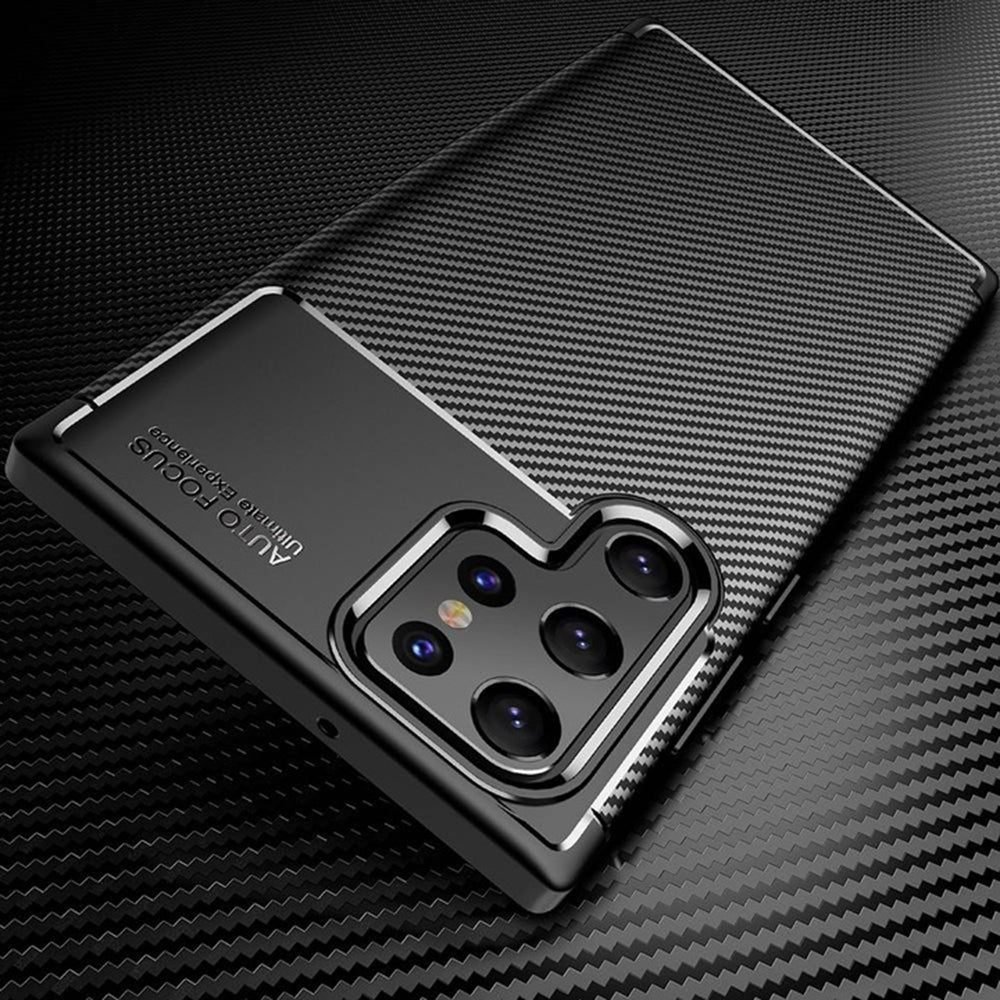Custodia per Samsung Galaxy S22 Ultra 5G S908, Techsuit, CarbonFiber, Nera