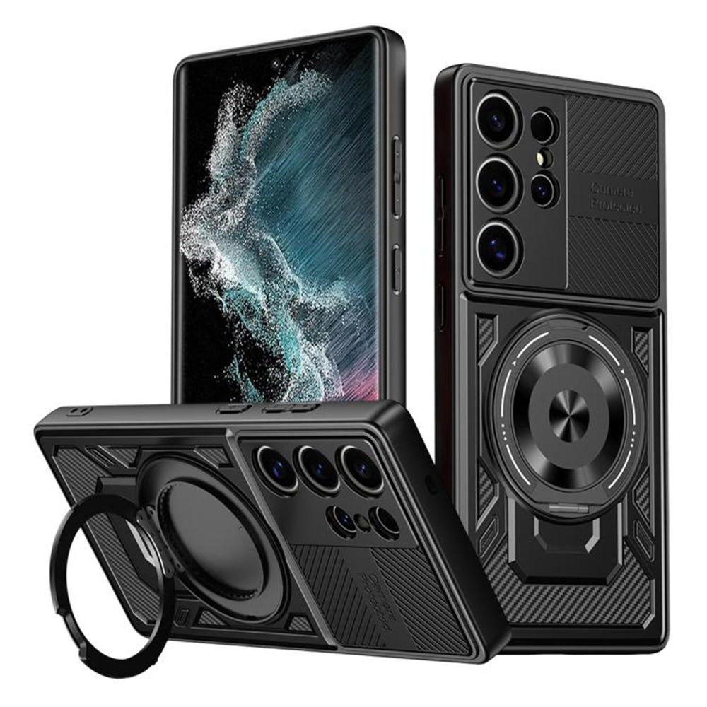 Custodia per Samsung Galaxy S22 Ultra 5G S908, Techsuit, RuggedCam, Nera