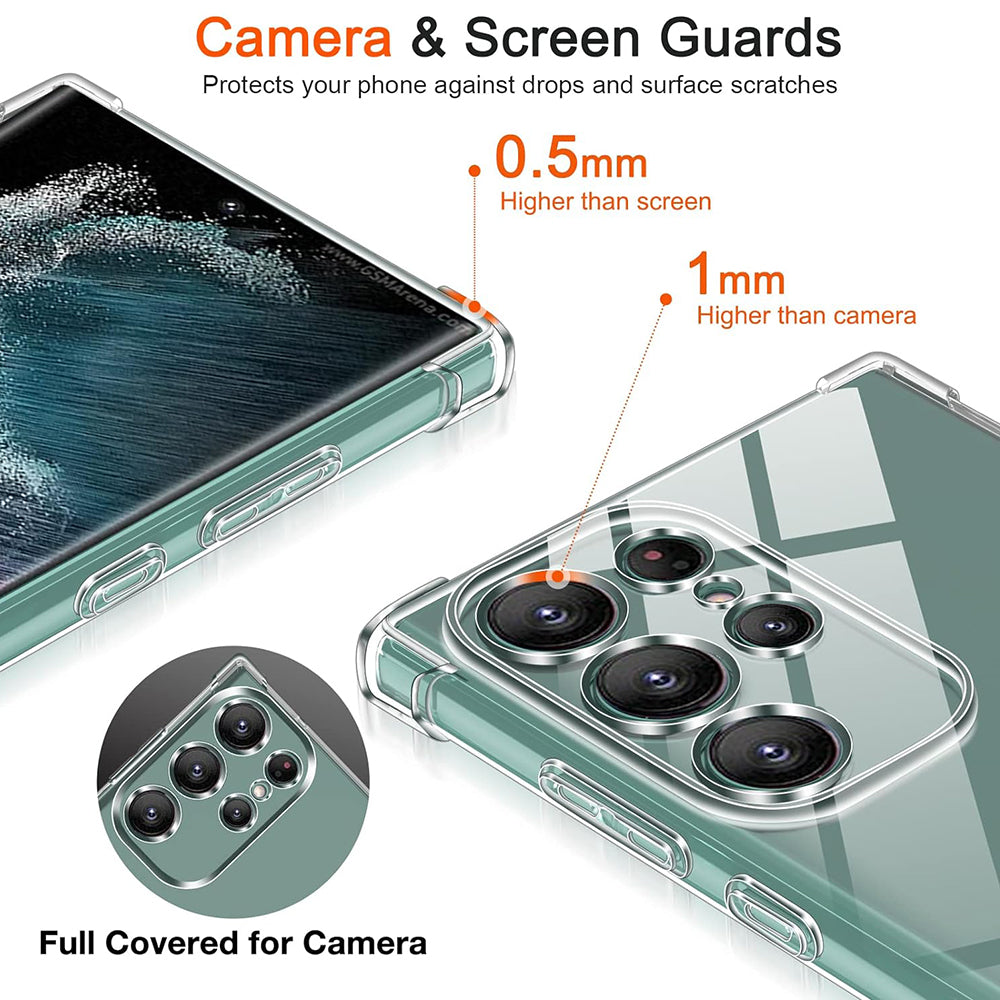 Custodia per Samsung Galaxy S22 Ultra 5G S908, Techsuit, Shockproof Clear, Trasparente