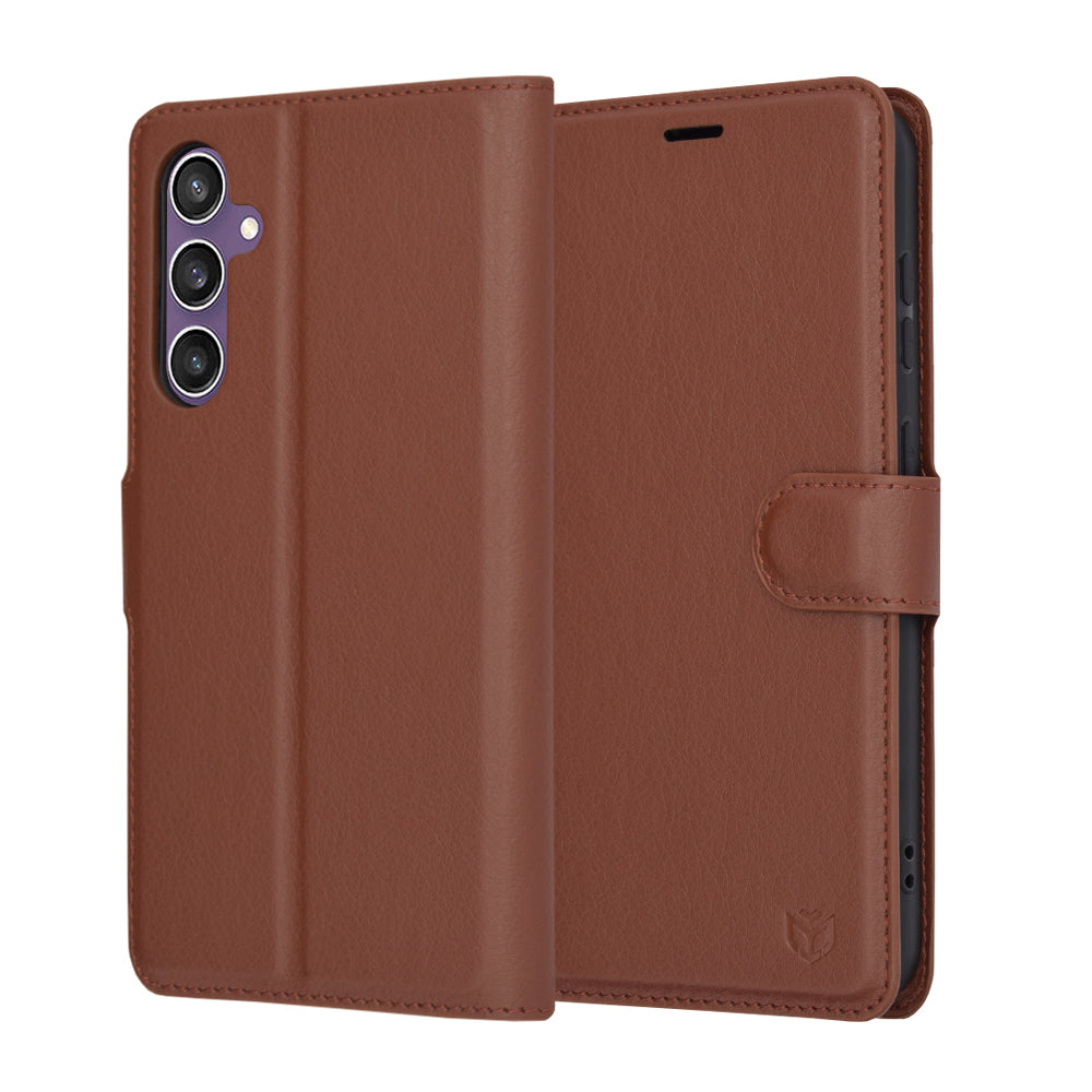Custodia per Samsung Galaxy S23 FE S711, Techsuit, Leather Folio, Marrone