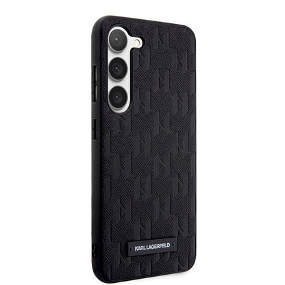 Custodia per Samsung Galaxy S23+ S916, Karl Lagerfeld, Saffiano Monogram Metal Logo, Nera