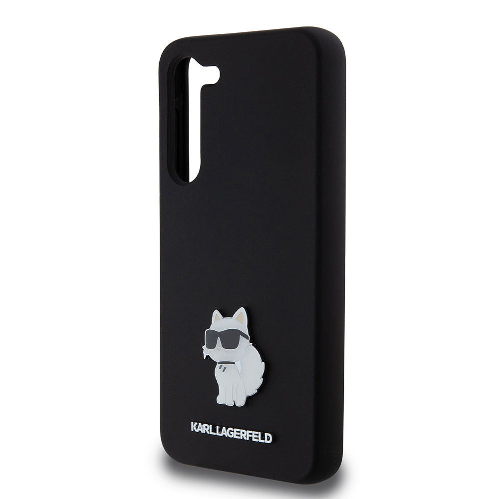 Custodia per Samsung Galaxy S23+ S916, Karl Lagerfeld, Silicone Choupette Metal, Nera