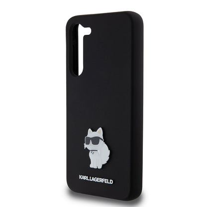 Custodia per Samsung Galaxy S23+ S916, Karl Lagerfeld, Silicone Choupette Metal, Nera