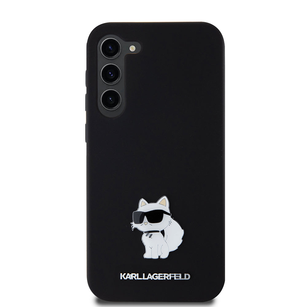 Custodia per Samsung Galaxy S23+ S916, Karl Lagerfeld, Silicone Choupette Metal, Nera