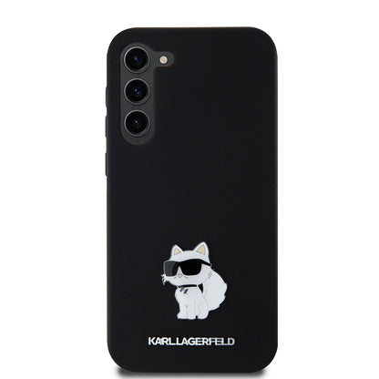 Custodia per Samsung Galaxy S23+ S916, Karl Lagerfeld, Silicone Choupette Metal, Nera
