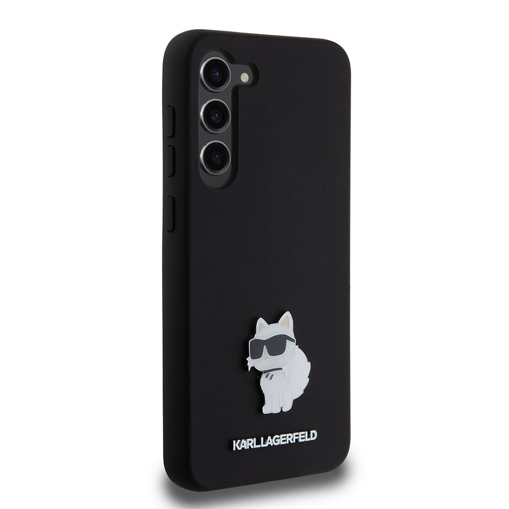 Custodia per Samsung Galaxy S23+ S916, Karl Lagerfeld, Silicone Choupette Metal, Nera