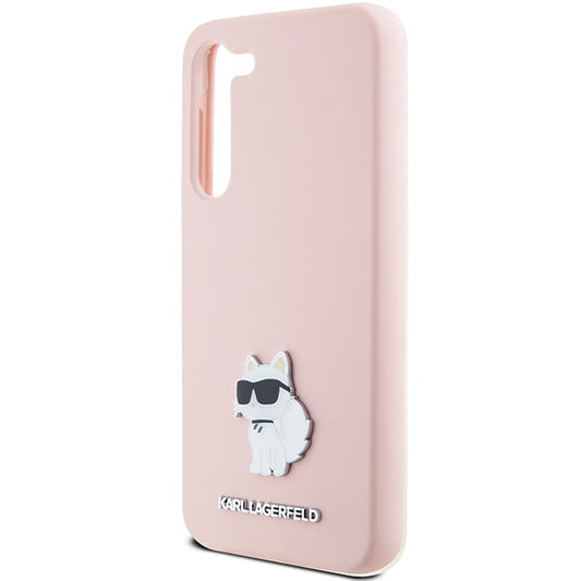 Custodia per Samsung Galaxy S23+ S916, Karl Lagerfeld, Silicone Choupette Metal, Rosa