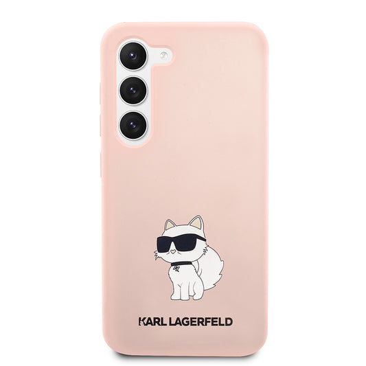 Custodia per Samsung Galaxy S23+ S916, Karl Lagerfeld, Silicone Choupette, Rosa