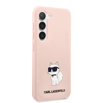 Custodia per Samsung Galaxy S23+ S916, Karl Lagerfeld, Silicone Choupette, Rosa