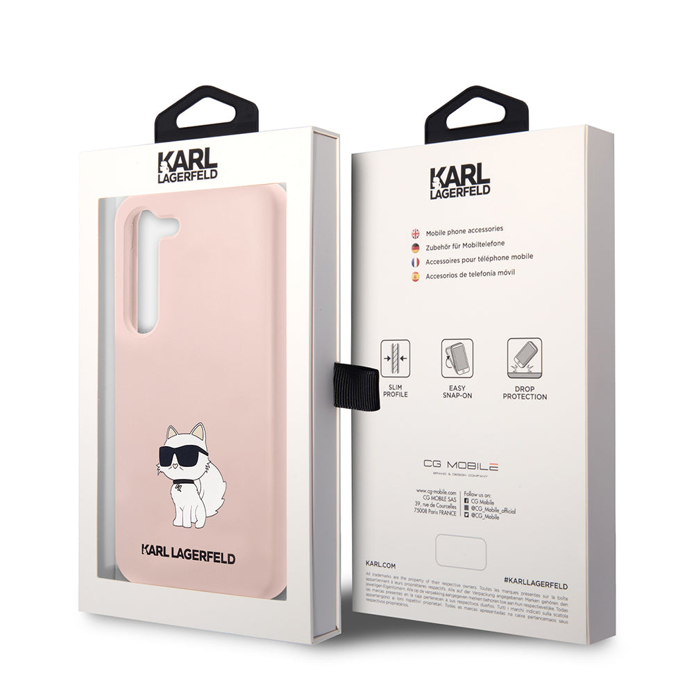 Custodia per Samsung Galaxy S23+ S916, Karl Lagerfeld, Silicone Choupette, Rosa