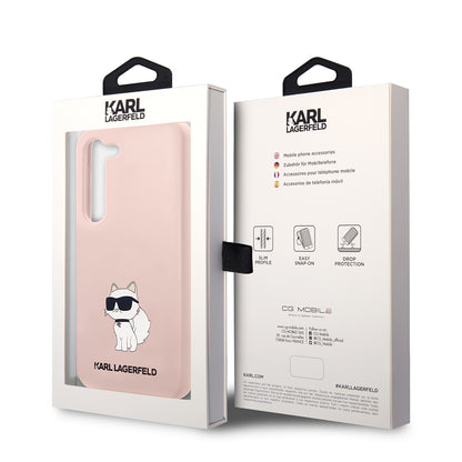 Custodia per Samsung Galaxy S23+ S916, Karl Lagerfeld, Silicone Choupette, Rosa