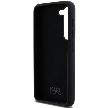 Custodia per Samsung Galaxy S23+ S916, Karl Lagerfeld, Silicone Ikonik Karl Metal, Nera