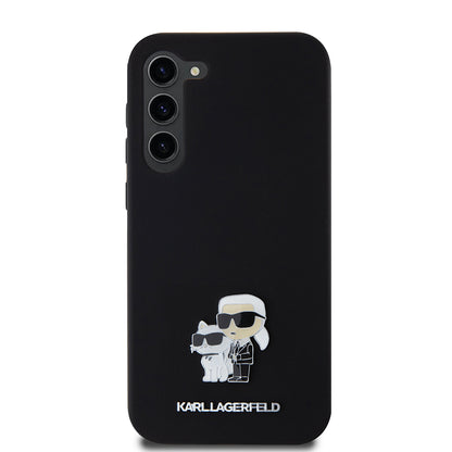 Custodia per Samsung Galaxy S23+ S916, Karl Lagerfeld, Silicone Karl & Choupette Metal, Nera