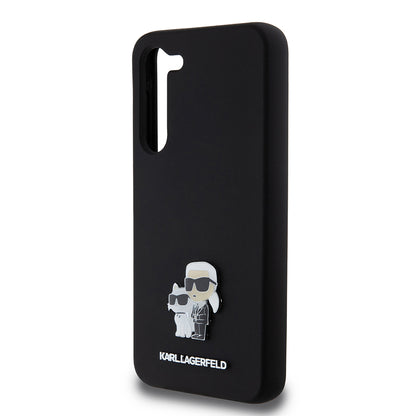 Custodia per Samsung Galaxy S23+ S916, Karl Lagerfeld, Silicone Karl & Choupette Metal, Nera