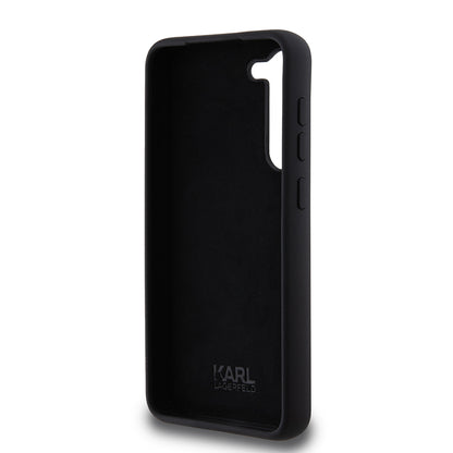 Custodia per Samsung Galaxy S23+ S916, Karl Lagerfeld, Silicone Karl & Choupette Metal, Nera
