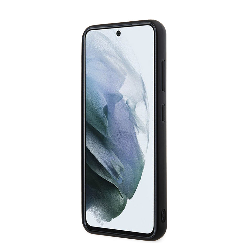 Custodia per Samsung Galaxy S23 S911, Karl Lagerfeld, Logo Glitter in Gomma 3D, Nera