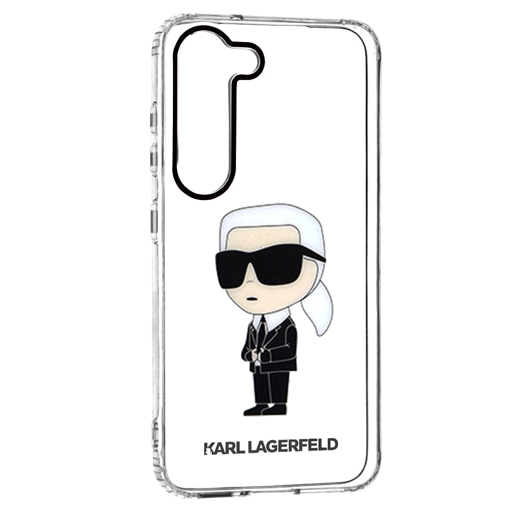 Custodia per Samsung Galaxy S23 S911, Karl Lagerfeld, Ikonik Karl, Trasparente
