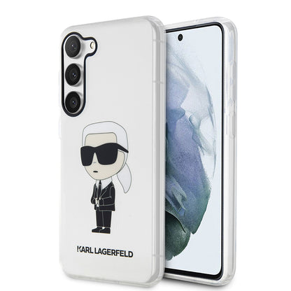 Custodia per Samsung Galaxy S23 S911, Karl Lagerfeld, Ikonik Karl, Trasparente